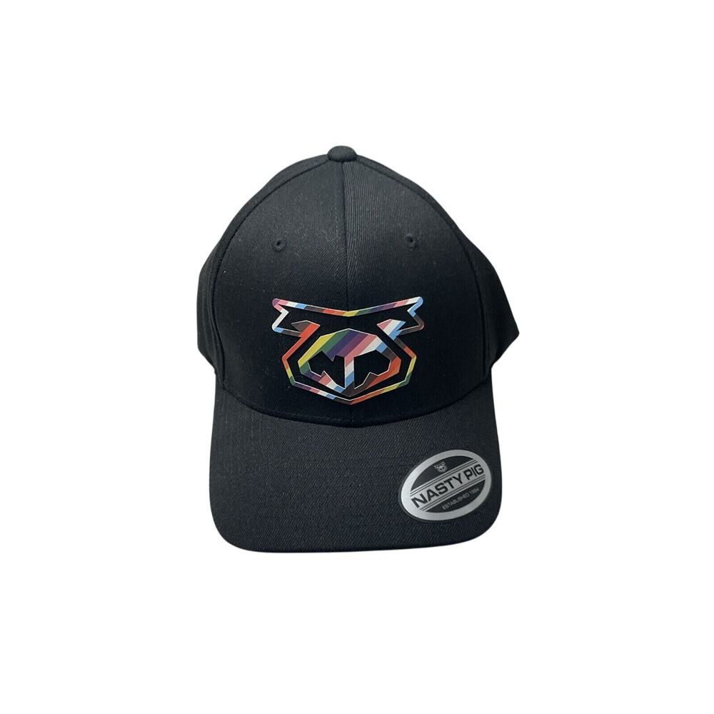 Nasty Pig Men’s Hat OS Black Rainbow Snout  S/M Flexfit Pride Power Cap Queer AF